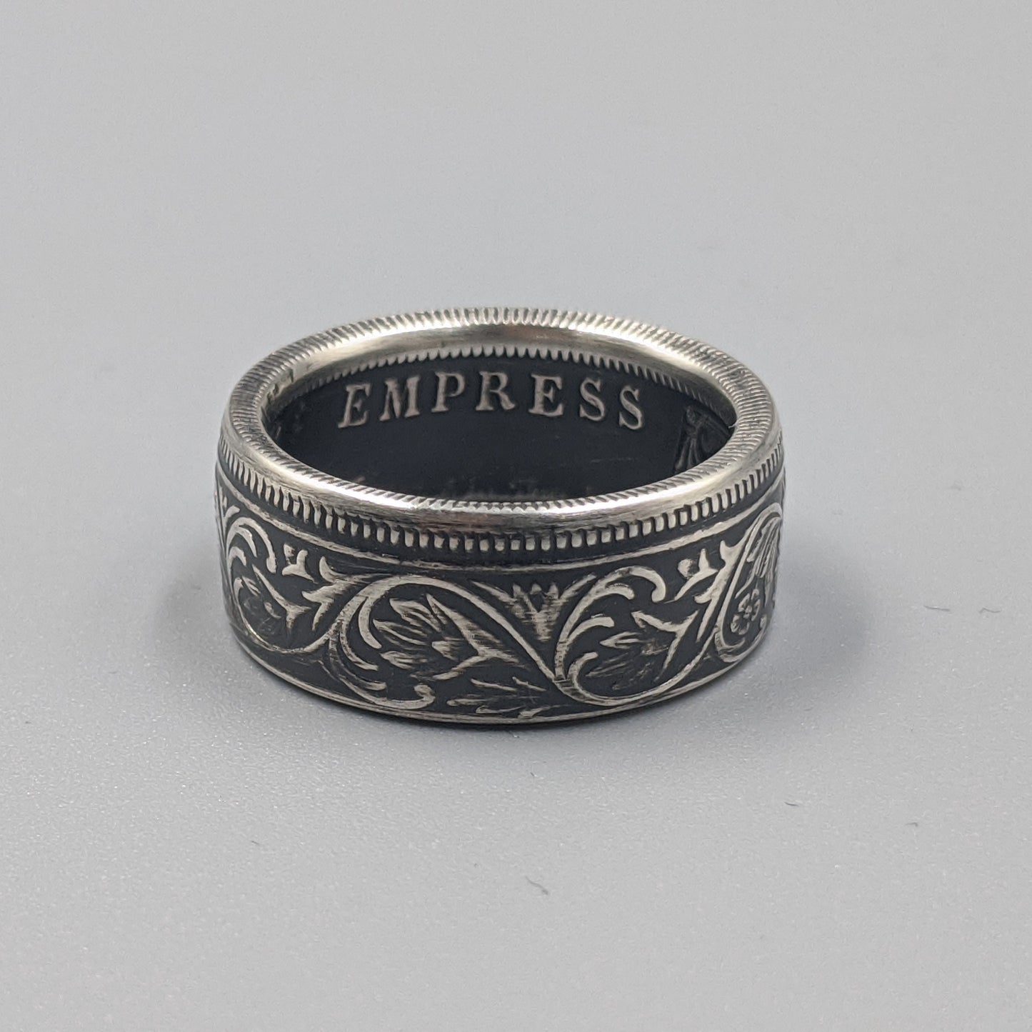 Silver British India One Rupee Coin Ring - 1847-1901