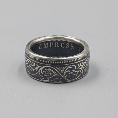 Silver British India One Rupee Coin Ring - 1847-1901