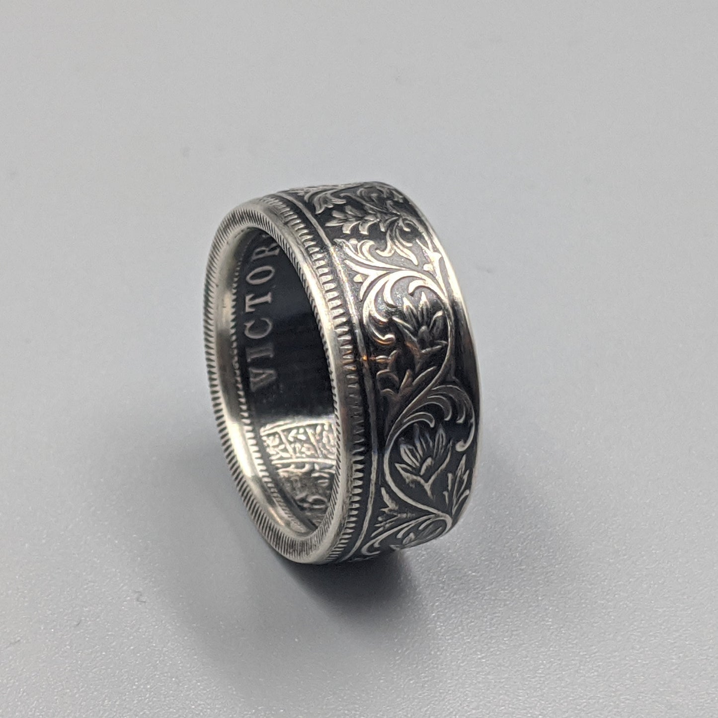 Silver British India One Rupee Coin Ring - 1847-1901