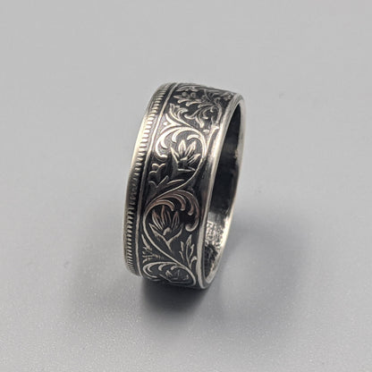 Silver British India One Rupee Coin Ring - 1847-1901