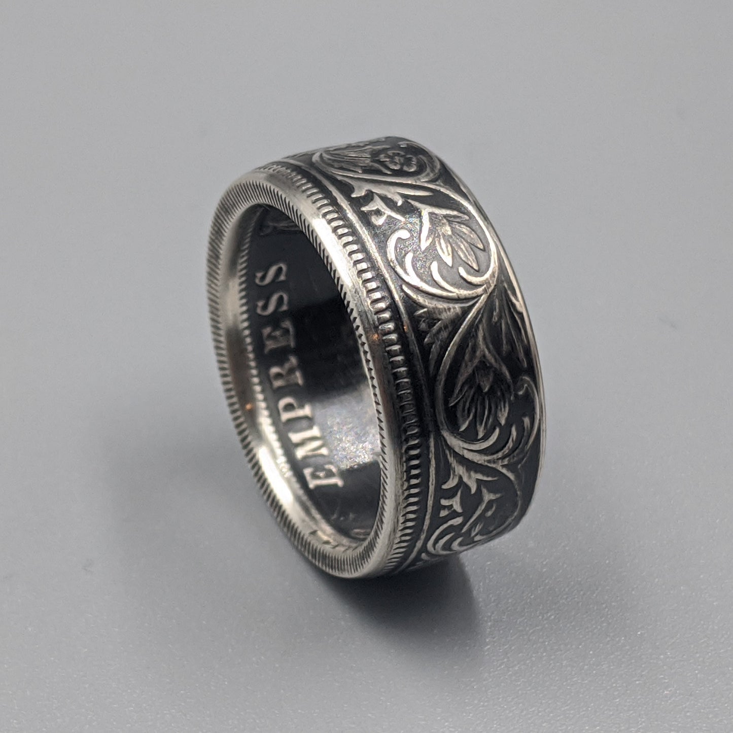 Silver British India One Rupee Coin Ring - 1847-1901