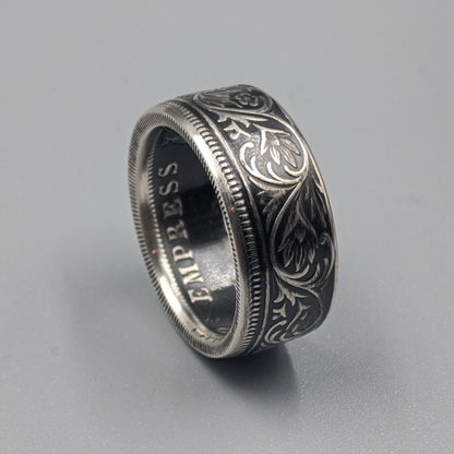 Silver British India One Rupee Coin Ring - 1847-1901