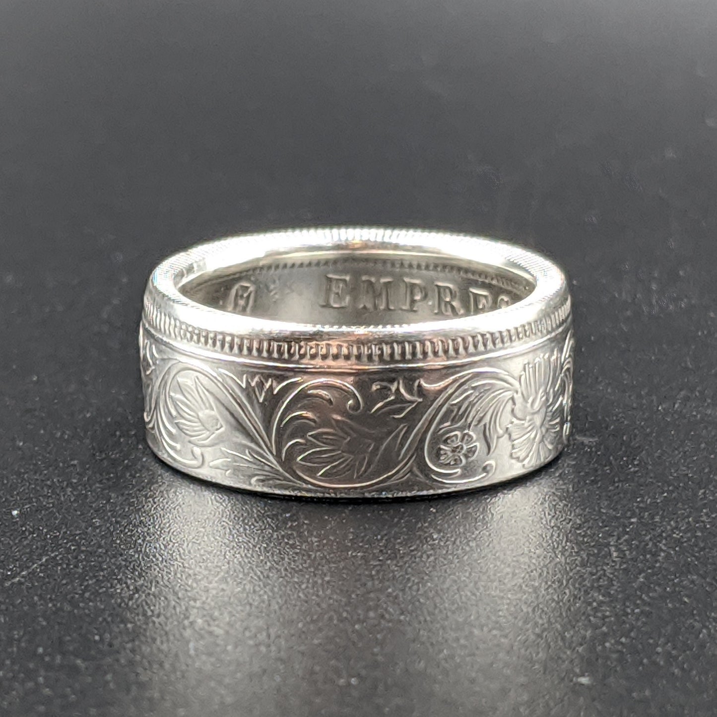 Silver British India One Rupee Coin Ring - 1847-1901