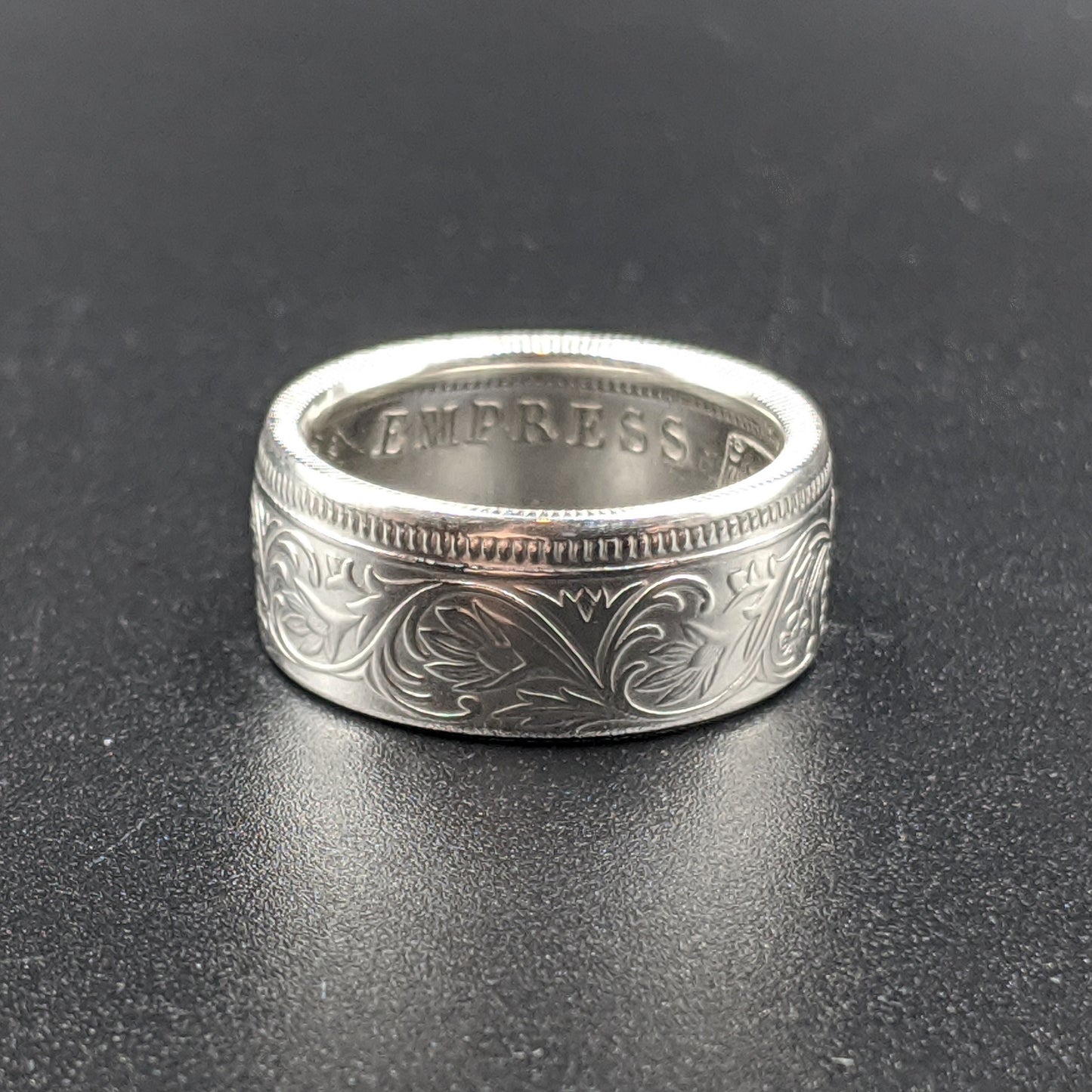 Silver British India One Rupee Coin Ring - 1847-1901