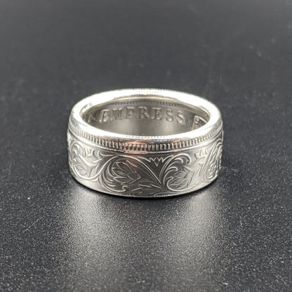 Silver British India One Rupee Coin Ring - 1847-1901