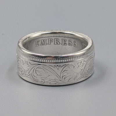 Silver British India One Rupee Coin Ring - 1847-1901