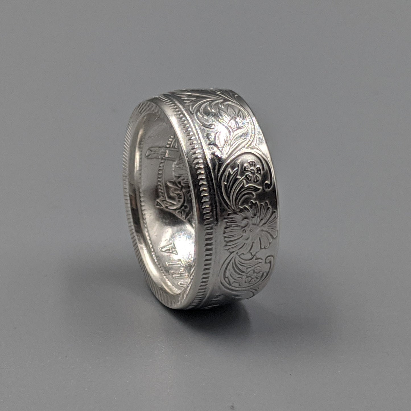 Silver British India One Rupee Coin Ring - 1847-1901