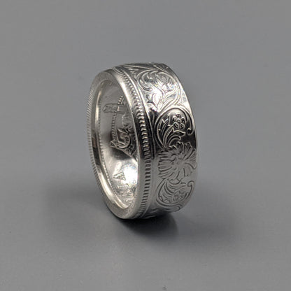 Silver British India One Rupee Coin Ring - 1847-1901
