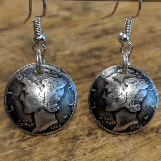 Mercury Dime Drop Earrings