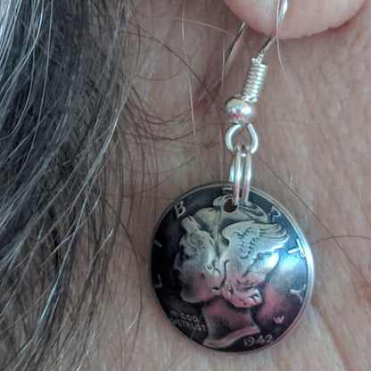 Mercury Dime Drop Earrings