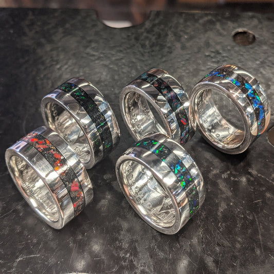 MORGAN SILVER DOLLAR COIN RING with *INLAY*