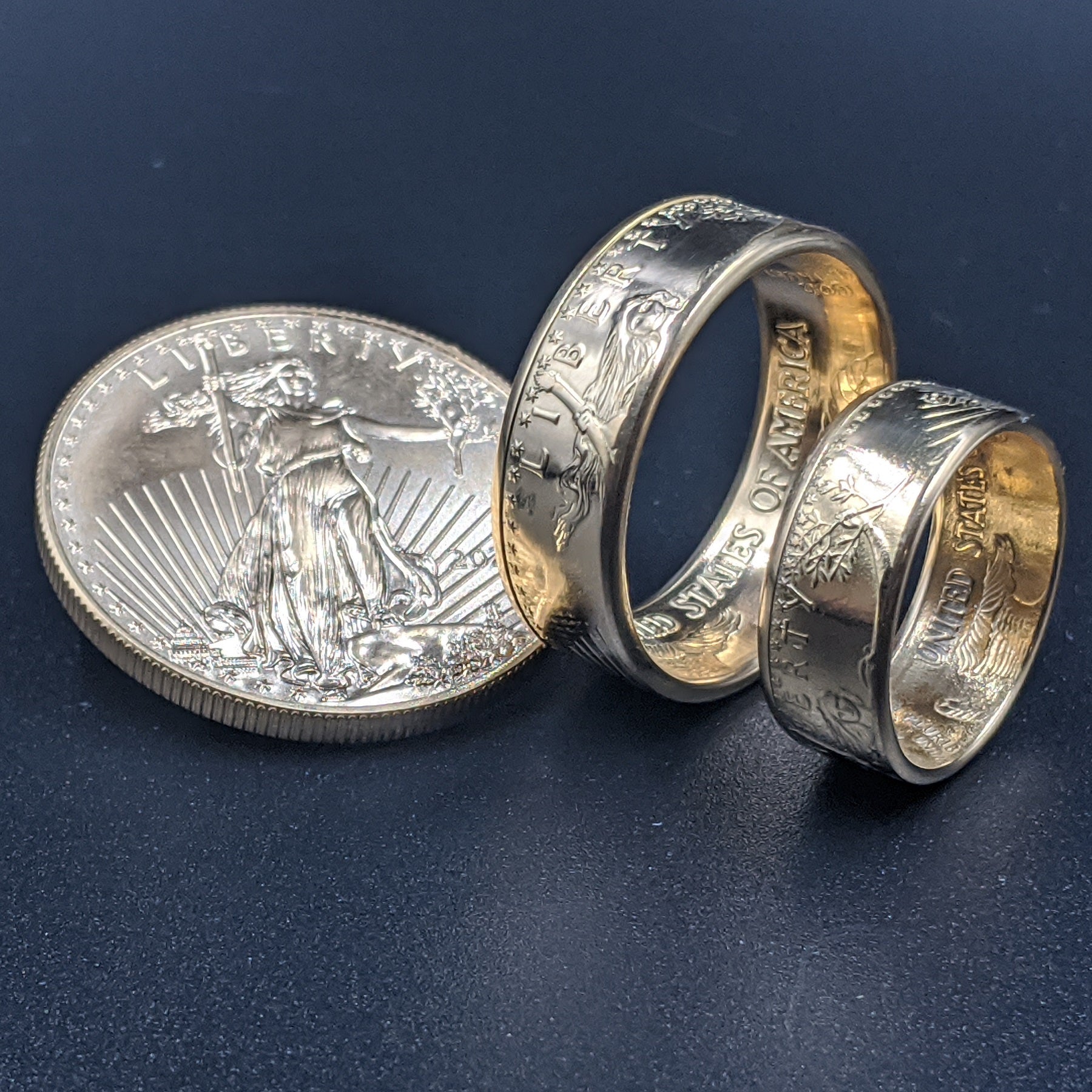 Making rings out of American Half Dollar coins. Franklin and Kennedy coin  rings. - YouTube