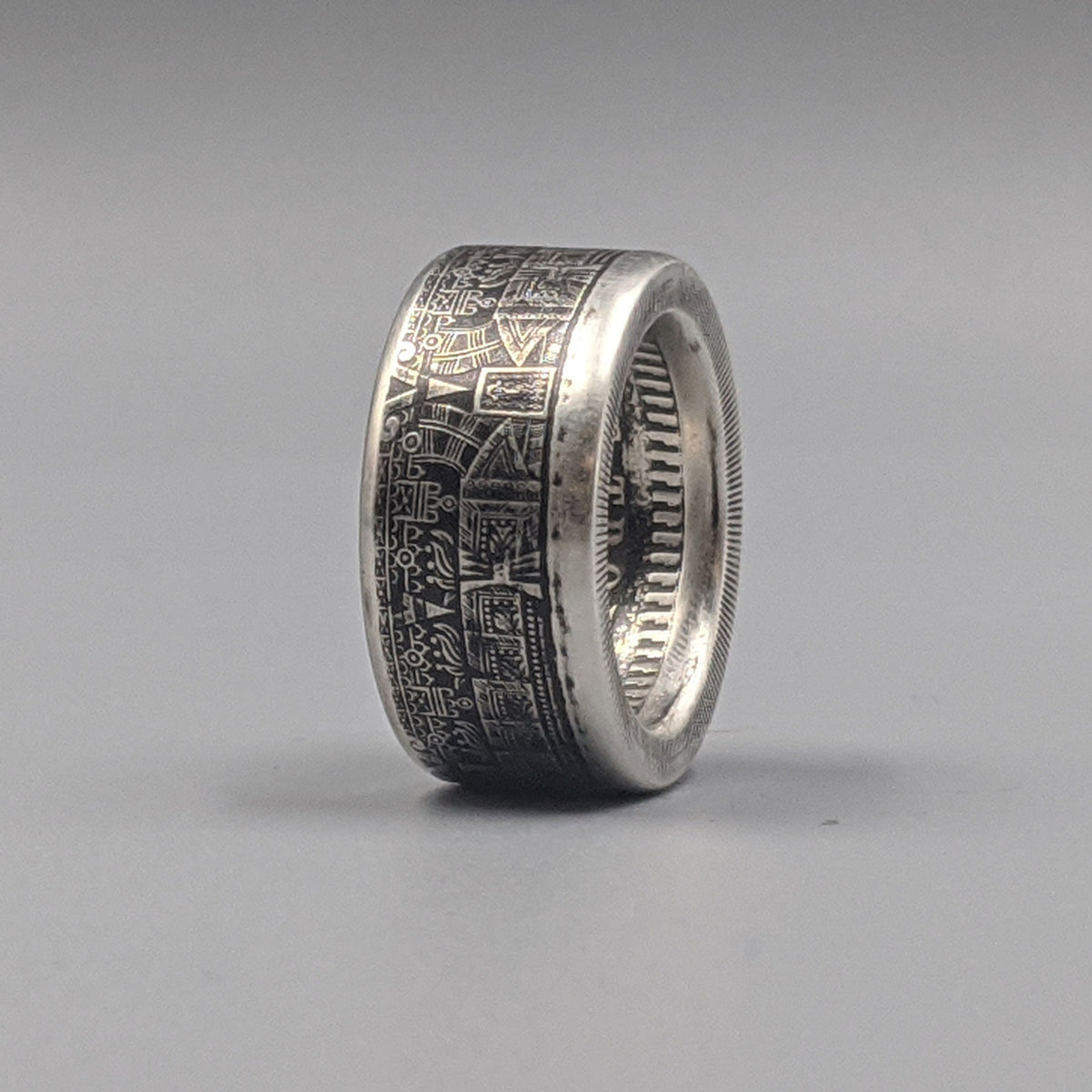 Aztec Calendar Coin Ring