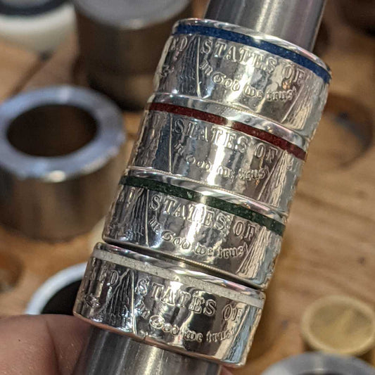 All four of our Service Hero's Morgan Coin Rings