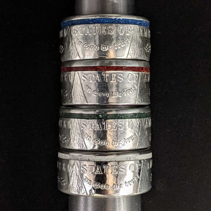 The Thin Blue Line Morgan Silver Dollar Coin Ring only available from Silver State Foundry