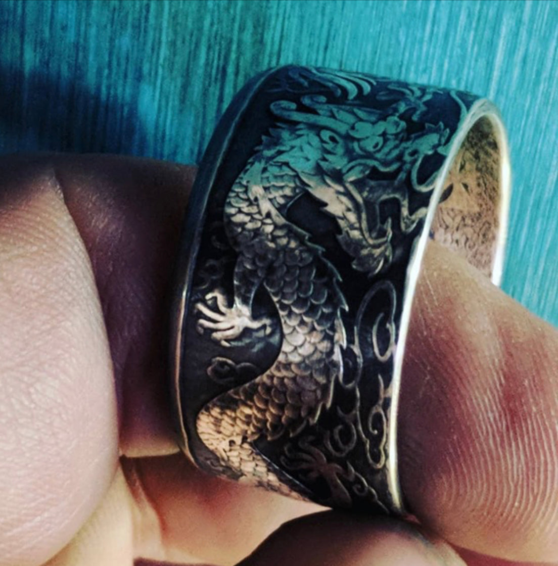 Australian Double Dragon Coin Ring