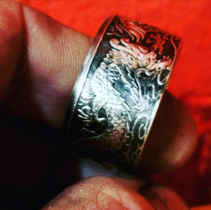 Australian Double Dragon Coin Ring