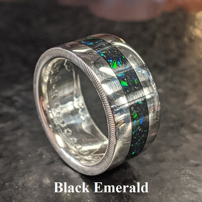 Color sample - black emerald opal inlay