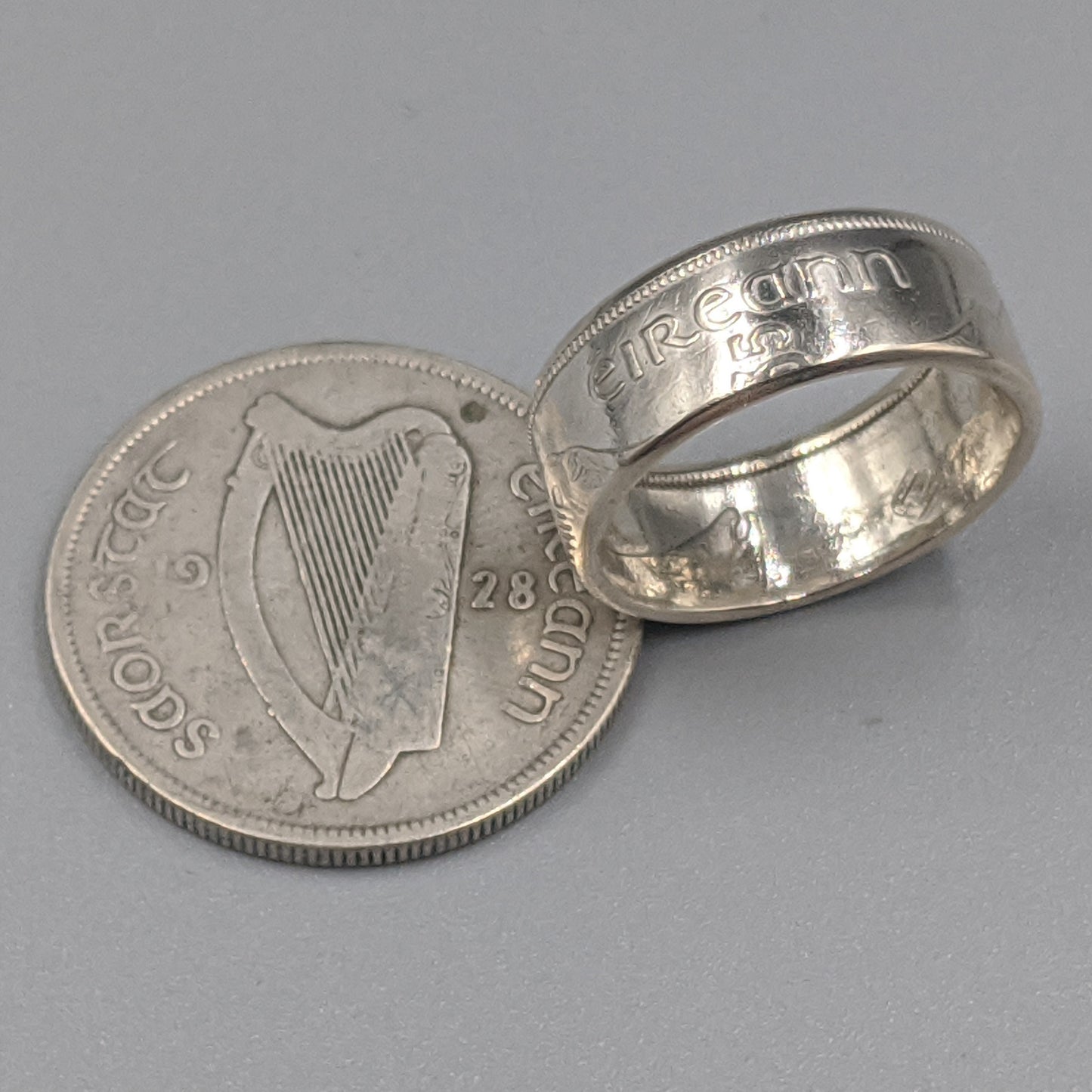 Irish Silver Half Crown Coin Ring