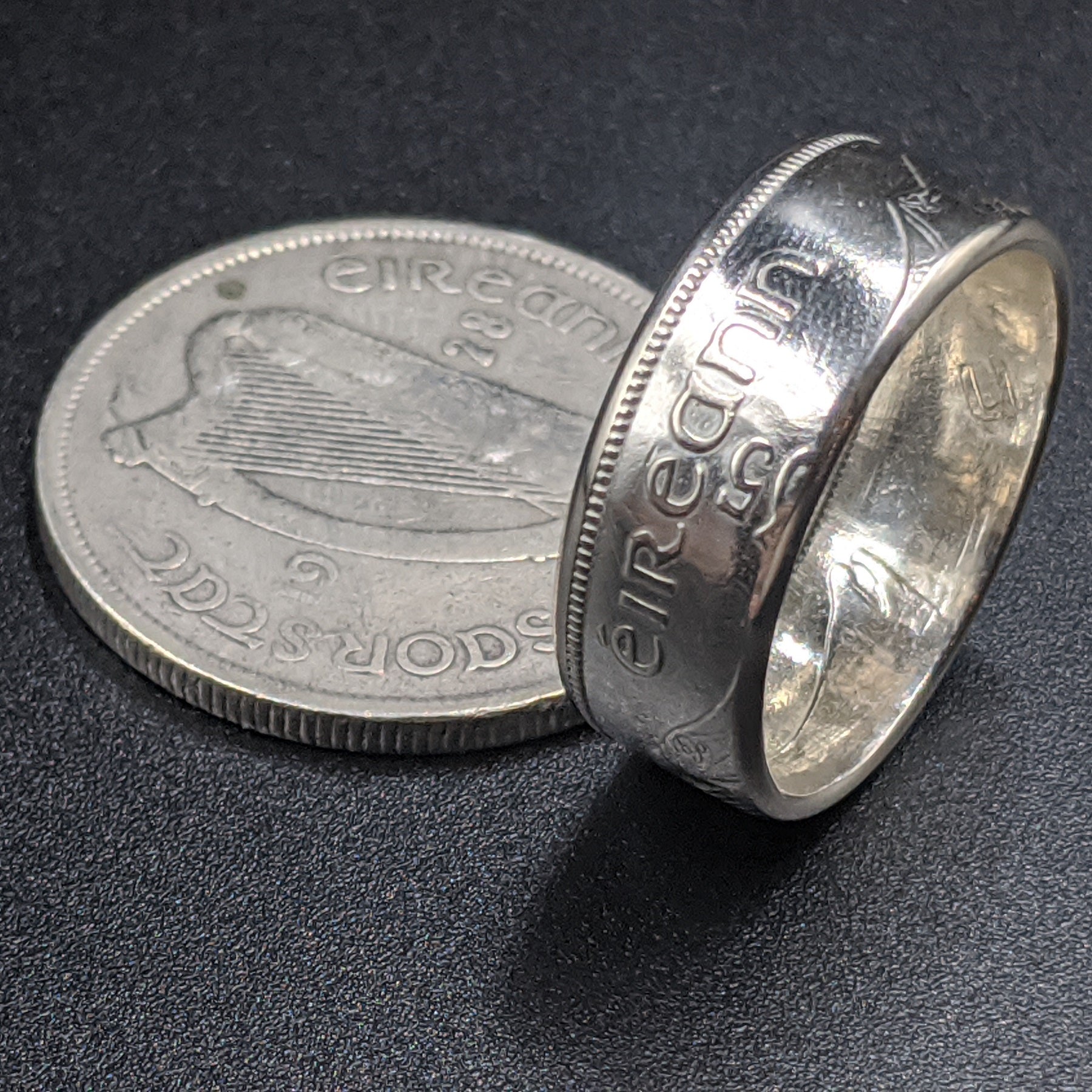 Irish Silver Half Crown Coin Ring