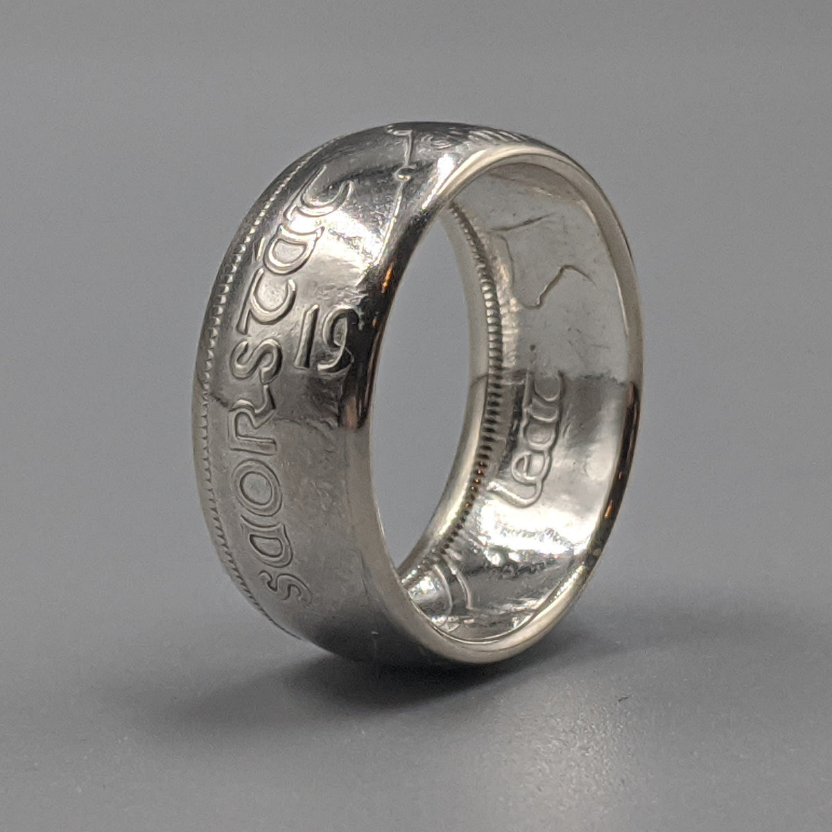 Irish Silver Half Crown Coin Ring