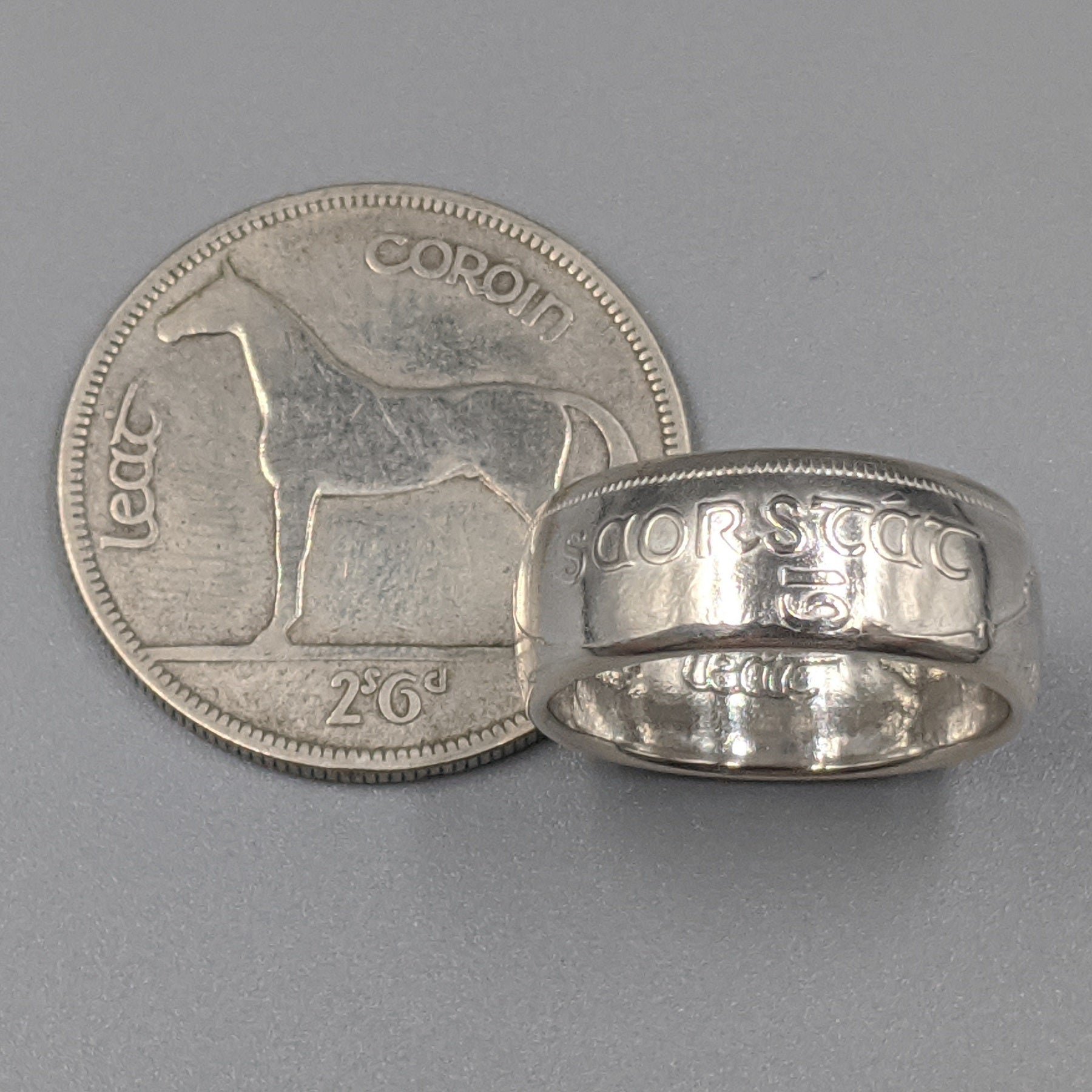 Irish Silver Half Crown Coin Ring