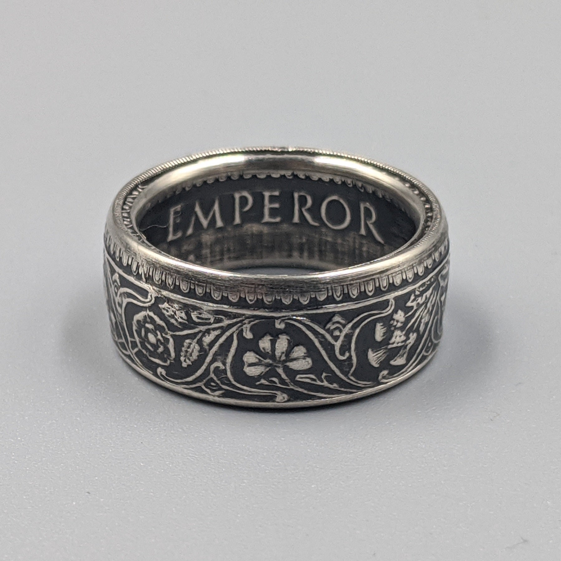 Silver British India One Rupee Coin Ring - 1911-1939