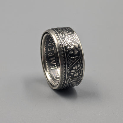 Silver British India One Rupee Coin Ring - 1911-1939