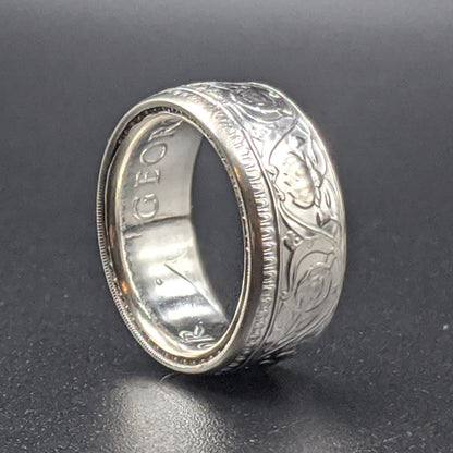 Silver British India One Rupee Coin Ring - 1911-1939