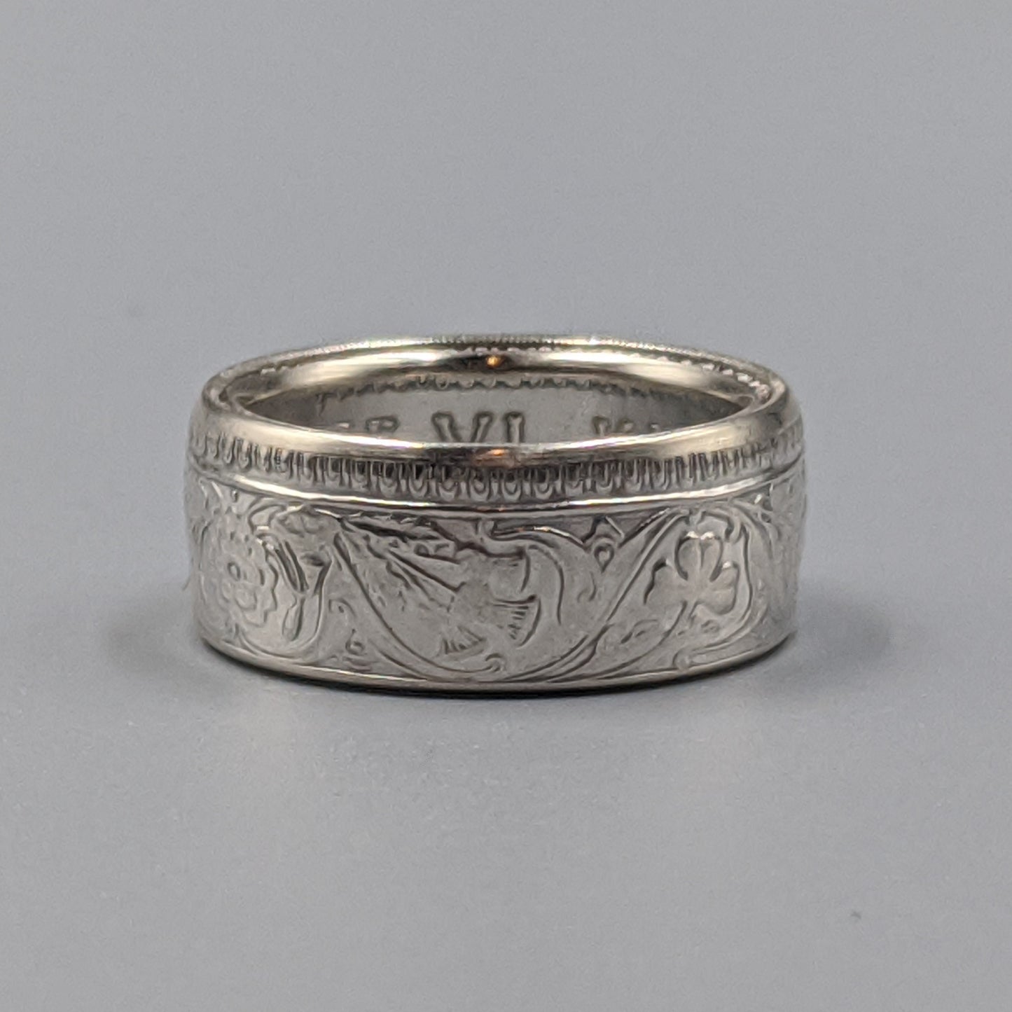 Silver British India One Rupee Coin Ring - 1911-1939