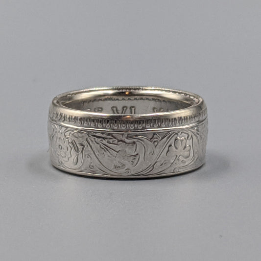 Silver British India One Rupee Coin Ring - 1911-1939