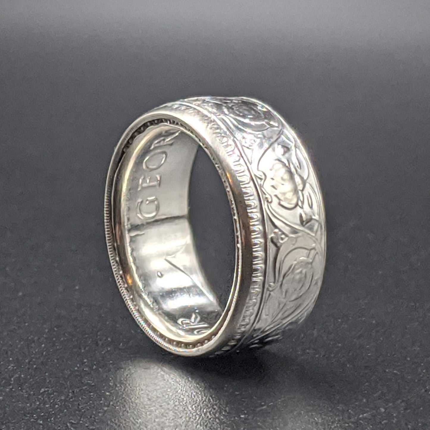 Silver British India One Rupee Coin Ring - 1911-1939