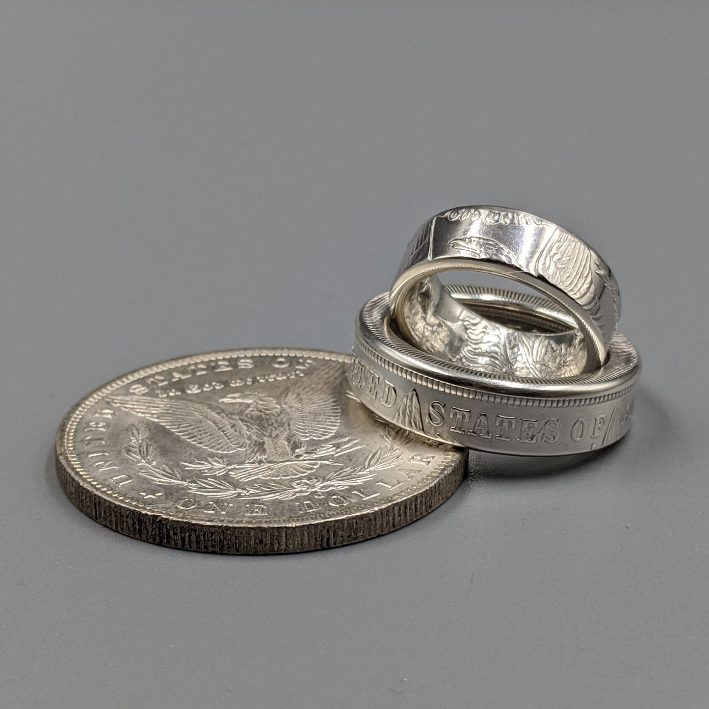 Morgan Silver Dollar Wedding Band Set