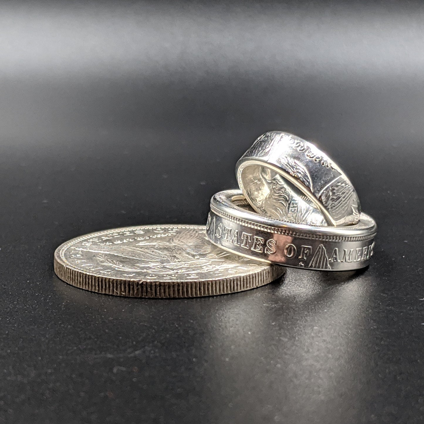 Morgan Silver Dollar Wedding Band Set