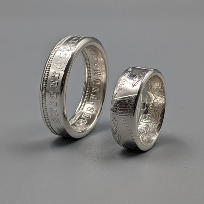 Morgan Silver Dollar Wedding Band Set