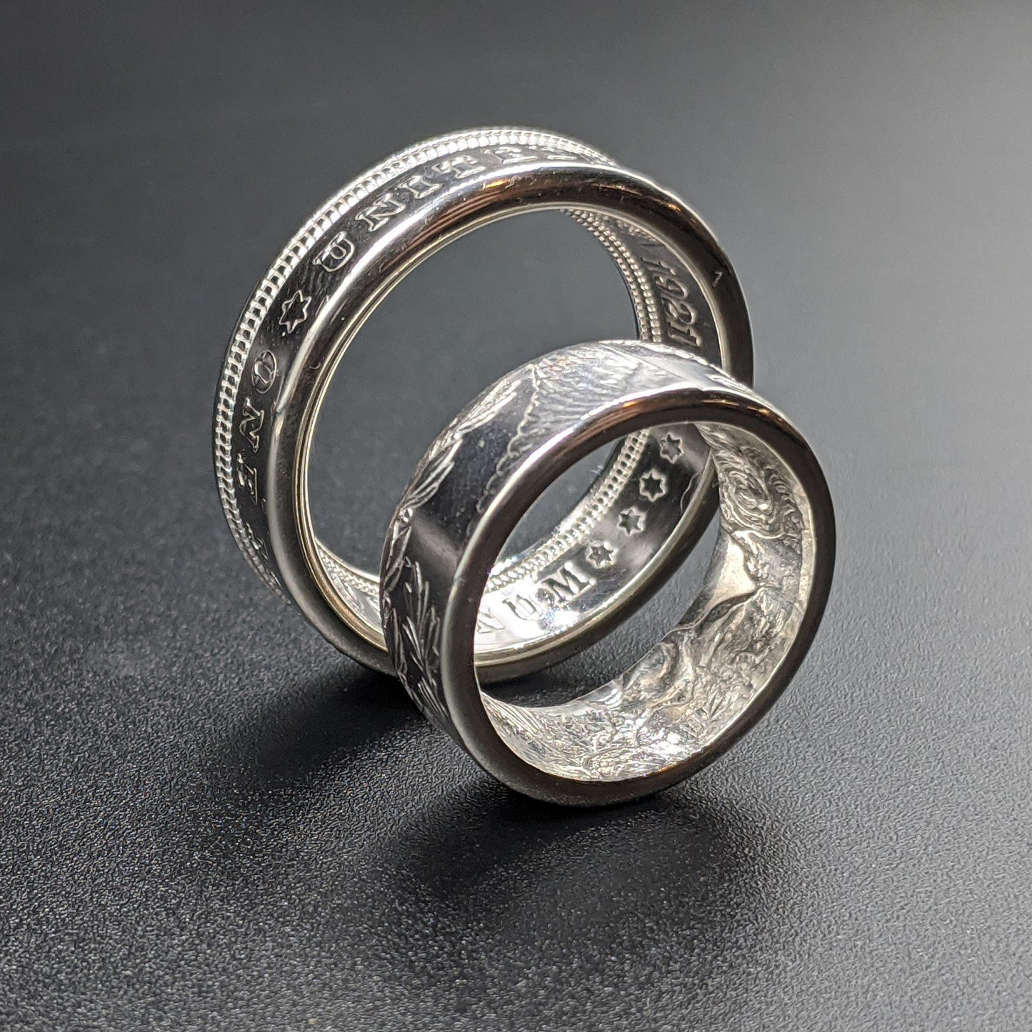 Morgan Silver Dollar Wedding Band Set