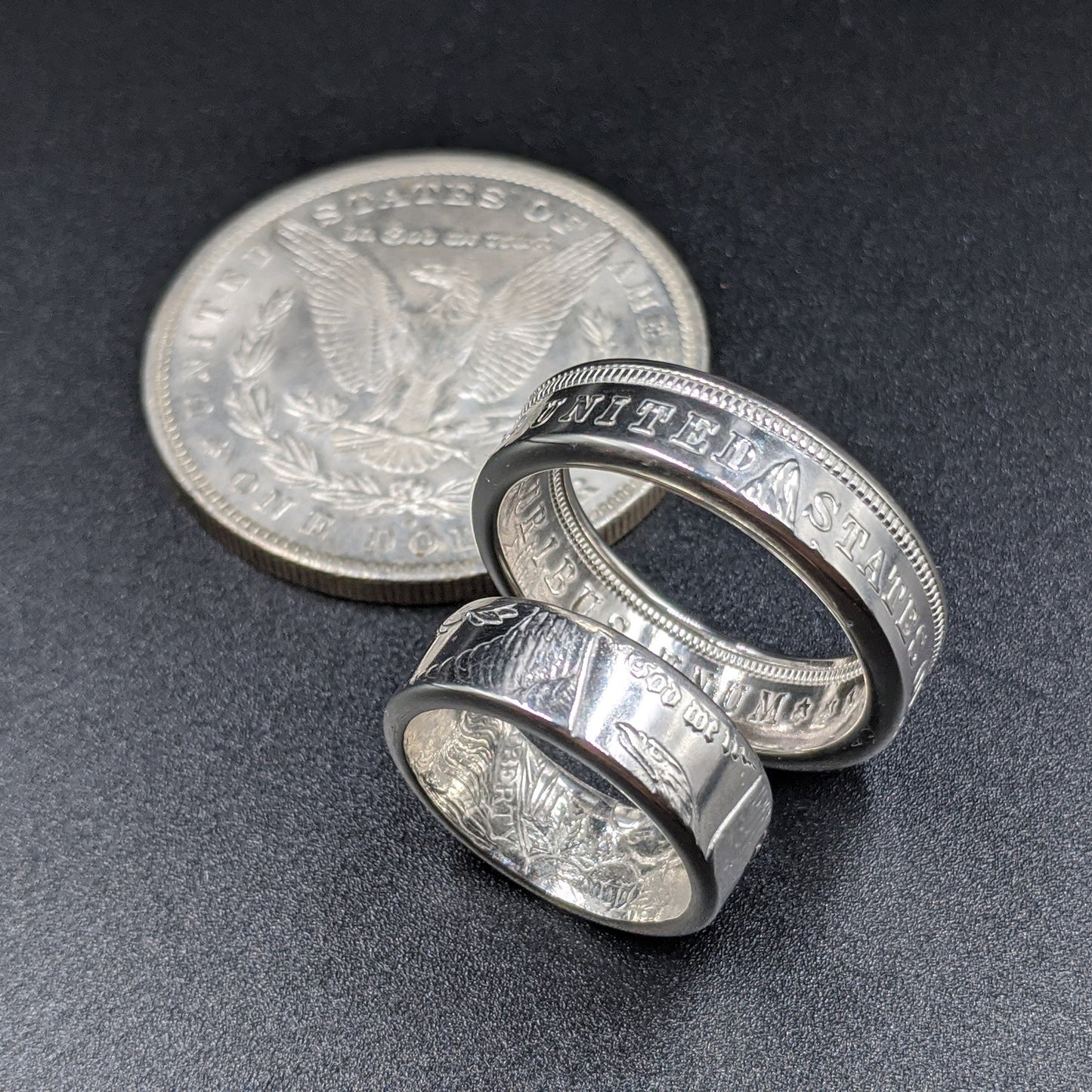 Morgan Silver Dollar Wedding Band Set