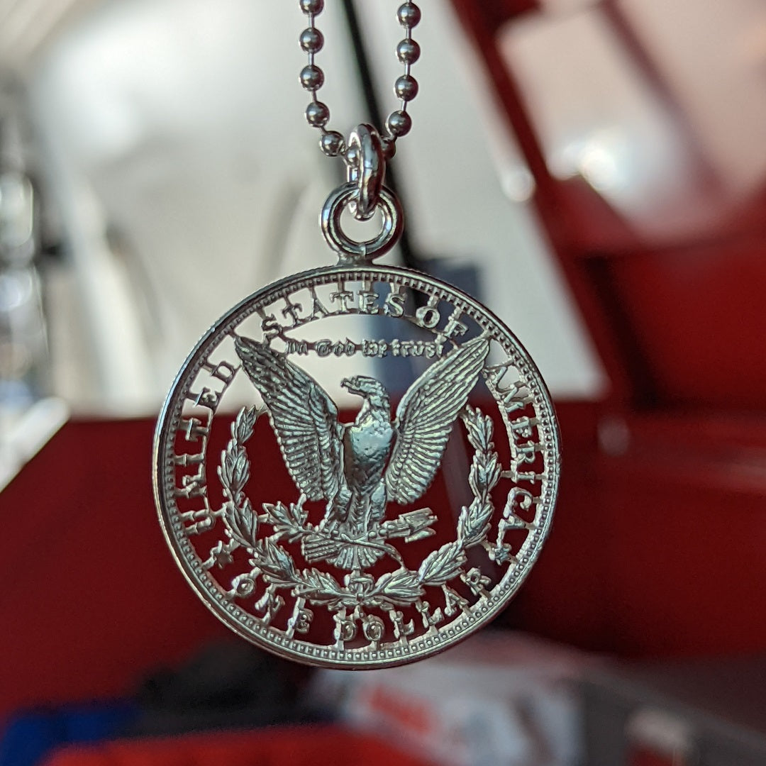 1882 Morgan Silver Dollar Cut Coin Necklace