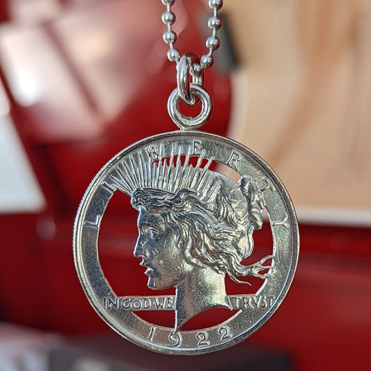 1922 Peace Dollar Cut Coin Pendant