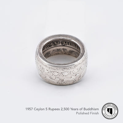 Ceyon (Sri Lanka) 5 Rupees coin ring celebrating 2500 years of buddhism