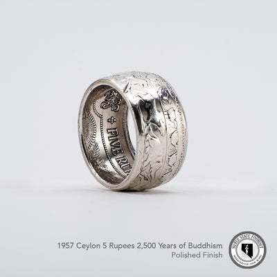 Celebrating 2500 years of Buddhism with this 1957 Ceylon 5 Rupees coin ring