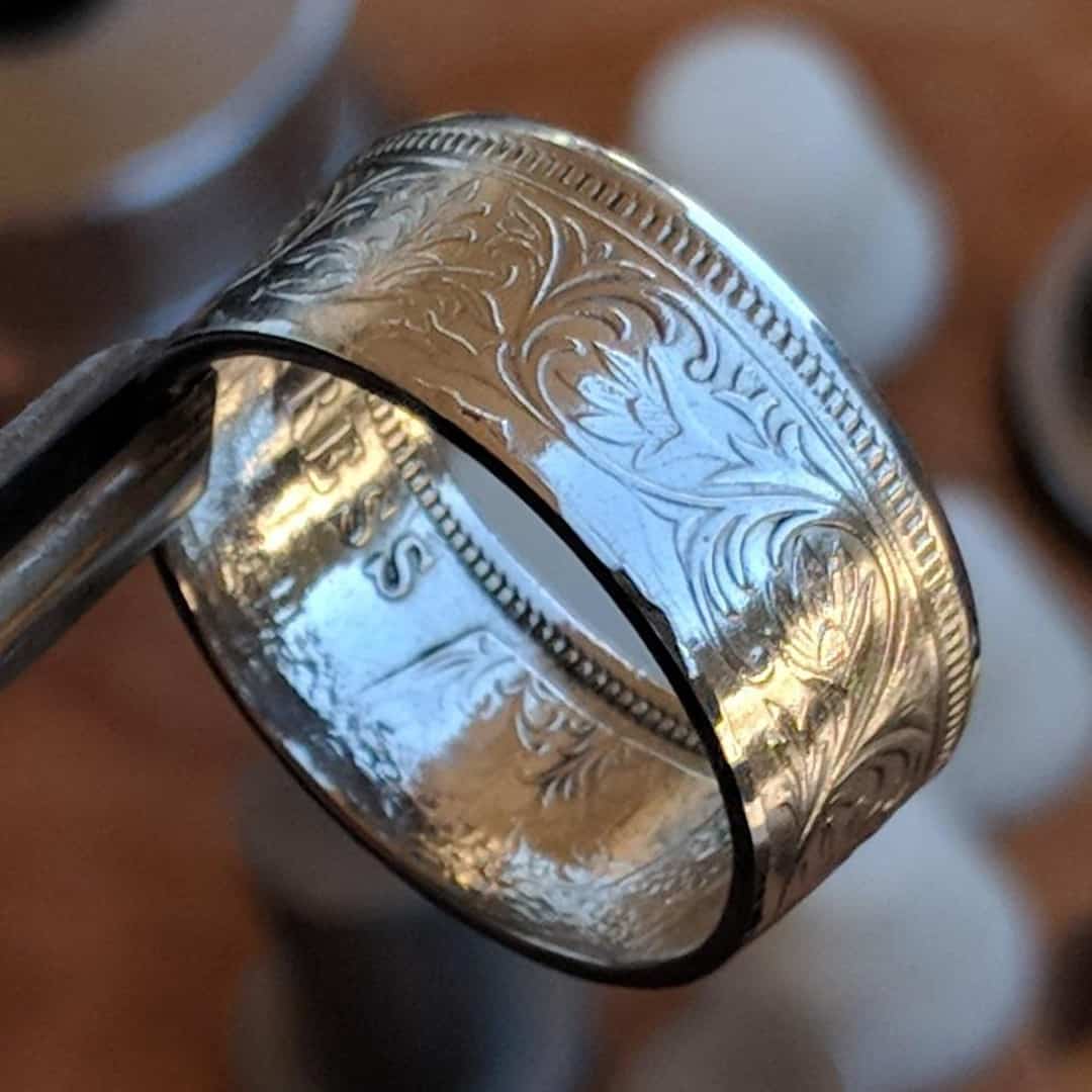 Silver British India One Rupee Coin Ring - 1847-1901