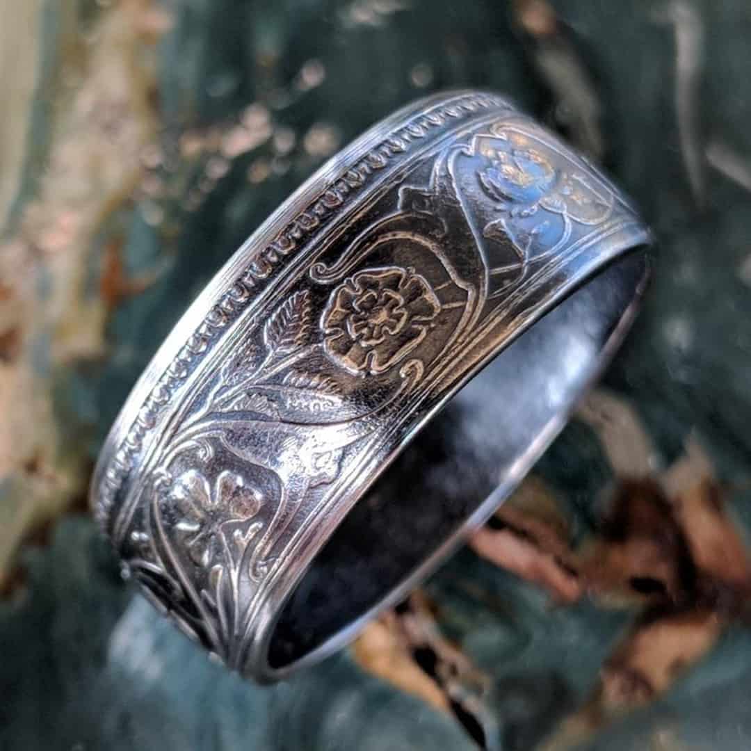 Silver British India One Rupee Coin Ring - 1911-1939