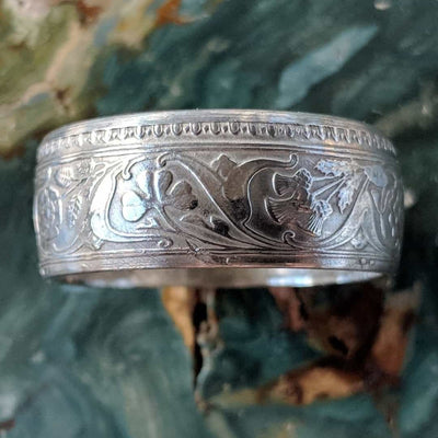 Silver British India One Rupee Coin Ring - 1911-1939