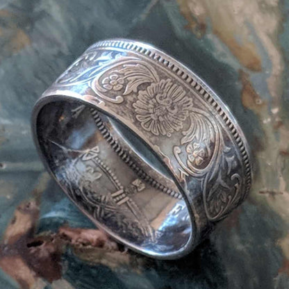 Silver British India One Rupee Coin Ring - 1911-1939