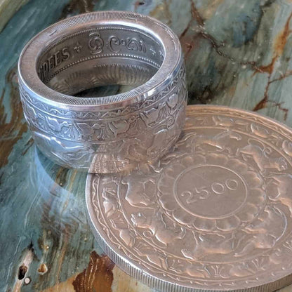 Buddhism celebration coin ring and coin - 1957, Ceylon