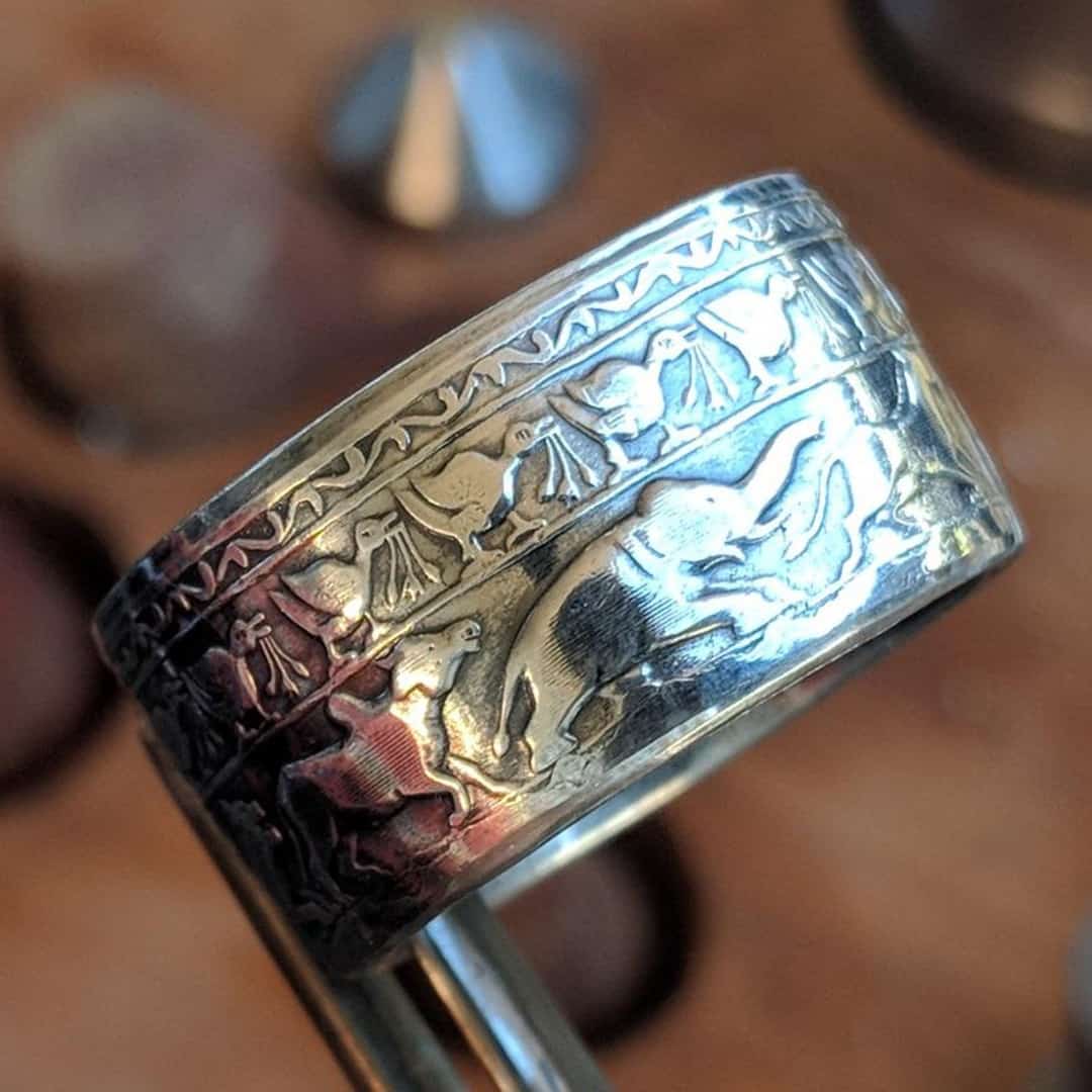 Elephant on a 1957 Celebration of 2500 years of Buddhism coin ring