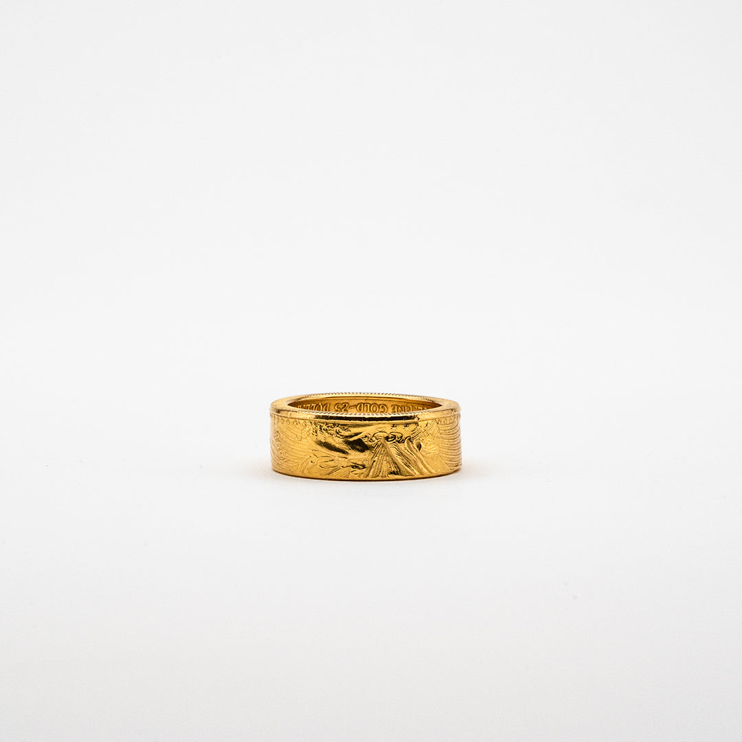 Coin Ring Unisex 24k Gold Plated fits 1/10 $5 Gold Eagle
