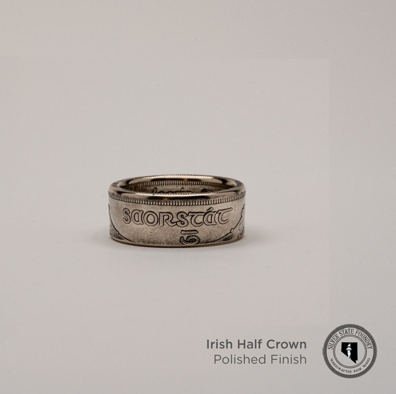 Irish Silver Half Crown Coin Ring