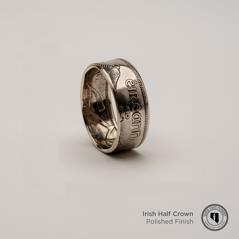 Irish Silver Half Crown Coin Ring